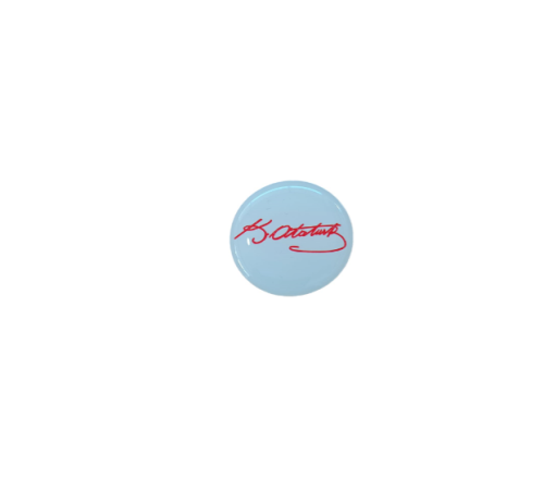 K.Atatürk İmzalı Yuvarlak Etiket Damla Sticker Kırmızı 3cm