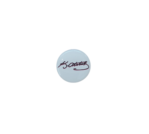 K.Atatürk İmzalı Yuvarlak Etiket Damla Sticker Siyah 3cm