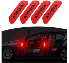 Araba Kapı Açık Uyarı Reflektörü Etiket Sticker 4'lü 9.5x2.5cm Kırmızı