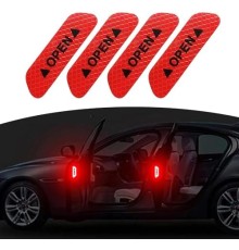 Araba Kapı Açık Uyarı Reflektörü Etiket Sticker 4'lü 9.5x2.5cm Kırmızı