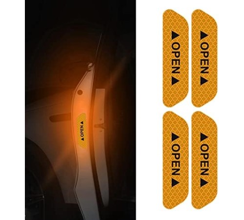 Araba Kapı Açık Uyarı Reflektörü Etiket Sticker 4'lü 9.5x2.5cm Sarı