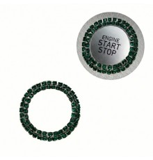 Kristal Taşlı Start Stop Düğme Halkası Yeşil
