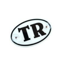 TR Plaka Oval Vantuzlu Pleksi Cam Süsü Beyaz 13x8cm