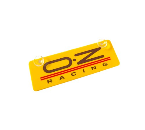 O.Z Racing Sarı Dekor Plaka Vantuzlu Cam Süsü 22x7.5cm