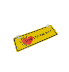 Bu Kalp Seni Unutur Mu? Yazılı Sarı Dekor Plaka Vantuzlu Cam Süsü 22x7.5cm BKSU2
