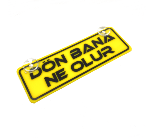 Dön Bana Ne Olur Yazılı Sarı Dekor Plaka Vantuzlu Cam Süsü 22x7.5cm
