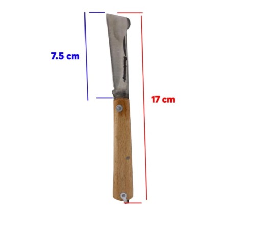 Aşı Bıçağı Profesyonel Çelik Tepeli Uçlu Bağ Ağaç Budama Aşı Çakısı 170 mm Ahşap Saplı Bıçak Çakı