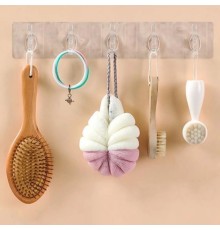5'li Kendinden Yapışkanlı Güçlü Şeffaf Askılık - Kapı Arkası Mutfak Duvar Banyo Askı