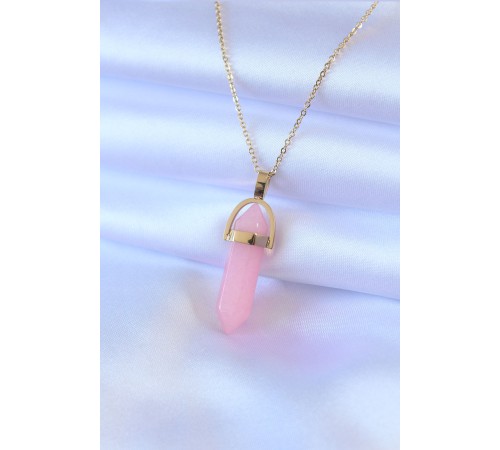 316L Çelik Gold Renk Kristal Pembe Taş Model Kadın kolye - TJ-BKO7472 316L Çelik Gold Renk Kristal Pembe Taş Model Kadın kolye - TJ-BKO7472