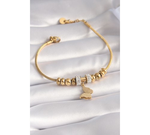 316L Çelik Gold Renk Zirkon Taşlı Simli Kelebek Figür Kadın Bileklik - TJ-BB5952 316L Çelik Gold Renk Zirkon Taşlı Simli Kelebek Figür Kadın Bileklik - TJ-BB5952