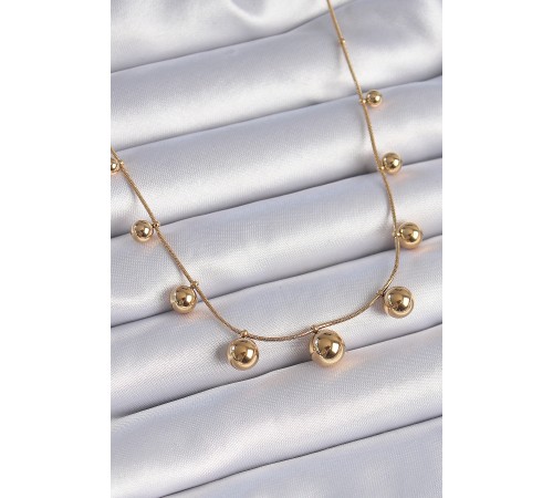 316L Çelik Gold Renk Top Model Kadın Kolye - TJ-BKO9344 316L Çelik Gold Renk Top Model Kadın Kolye - TJ-BKO9344