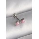 316L Çelik Gümüş Renk Pembe Kurdele Zirkon Taş Detay Tragus Piercing - TJ-PR1295