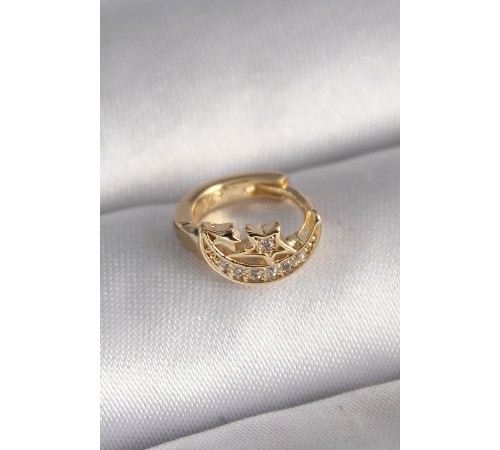 316L Çelik Gold Renk Zirkon Taşlı Ay Yıldız Model Tragus Piercing - TJ-PR1322 316L Çelik Gold Renk Zirkon Taşlı Ay Yıldız Model Tragus Piercing - TJ-PR1322