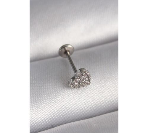 316L Çelik Gümüş Renk Zirkon Taşlı Kalp Model Tragus Piercing - TJ-PR1347 316L Çelik Gümüş Renk Zirkon Taşlı Kalp Model Tragus Piercing - TJ-PR1347