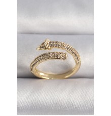 Pirinç Gold Renk Zirkon Taşlı Çivi Model VIP Seri Kadın Yüzük - TJ-BYK3508