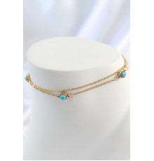 316L Çelik Gold Renk Zirkon Taşlı Sallantılı Yonca Model Halhal - TJ-HH1634