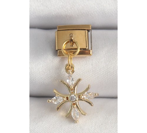 316L Çelik Gold Renk Sallantı Zirkon Taşlı Kar Tanesi Model Nomination Charm - TJ-BC1341 316L Çelik Gold Renk Sallantı Zirkon Taşlı Kar Tanesi Model Nomination Charm - TJ-BC1341