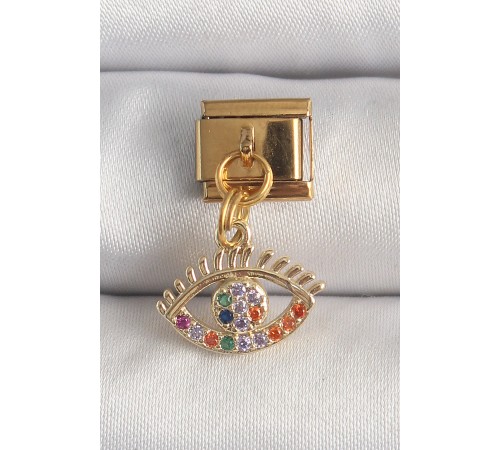 316L Çelik Gold Renk Sallantı Renkli Zirkon Taşlı Göz Model Nomination Charm - TJ-BC1343 316L Çelik Gold Renk Sallantı Renkli Zirkon Taşlı Göz Model Nomination Charm - TJ-BC1343