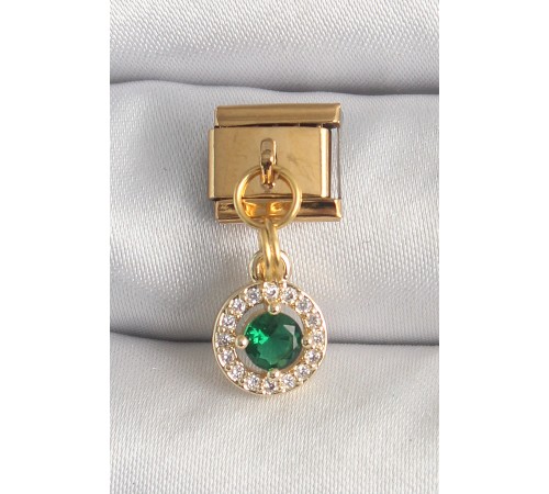 316L Çelik Gold Renk Sallantı Yeşil Zirkon Taşlı Nomination Charm - TJ-BC1344 316L Çelik Gold Renk Sallantı Yeşil Zirkon Taşlı Nomination Charm - TJ-BC1344