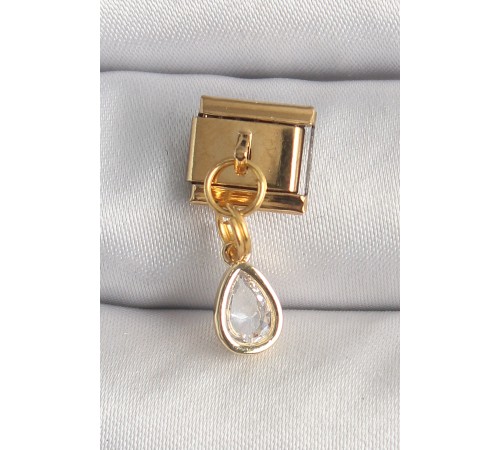 316L Çelik Gold Renk Sallantı Damla Zirkon Taşlı Nomination Charm - TJ-BC1345 316L Çelik Gold Renk Sallantı Damla Zirkon Taşlı Nomination Charm - TJ-BC1345