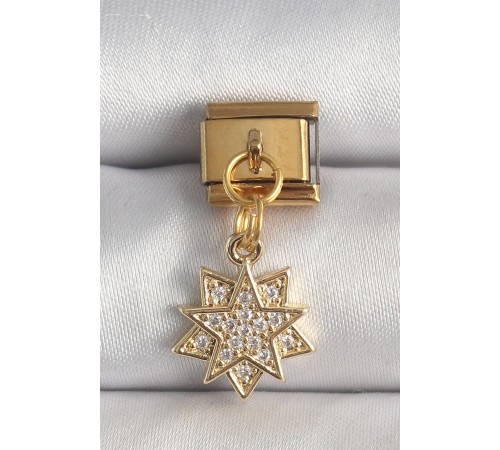 316L Çelik Gold Renk Sallantı Zirkon Taşlı Yıldız Model Nomination Charm - TJ-BC1357 316L Çelik Gold Renk Sallantı Zirkon Taşlı Yıldız Model Nomination Charm - TJ-BC1357