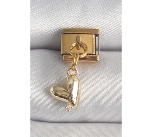316L Çelik Gold Renk Sallantı Kalp Model Zirkon Taş Detay Nomination Charm - TJ-BC1358 316L Çelik Gold Renk Sallantı Kalp Model Zirkon Taş Detay Nomination Charm - TJ-BC1358