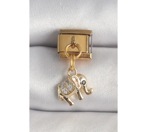 316L Çelik Gold Renk Sallantı Zirkon Taşlı Fil Model Nomination Charm - TJ-BC1362 316L Çelik Gold Renk Sallantı Zirkon Taşlı Fil Model Nomination Charm - TJ-BC1362