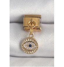 316L Çelik Gold Renk Sallantı Zirkon Taşlı Göz Model Nomination Charm - TJ-BC1363