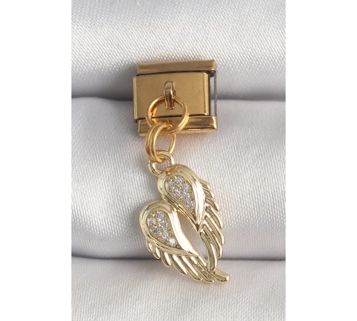 316L Çelik Gold Renk Sallantı Zirkon Taşlı Kanat Model Nomination Charm - TJ-BC1368 316L Çelik Gold Renk Sallantı Zirkon Taşlı Kanat Model Nomination Charm - TJ-BC1368