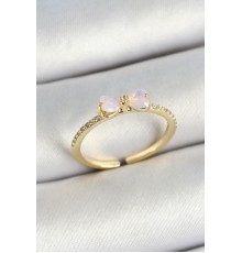 Pirinç Fiyonk Figürlü Zirkon Taşlı Gold Renk Ayarlanabilir Kadın Yüzük - TJ-BYK3772