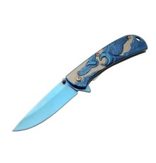 Kartal  Çift Mavi 20 cm Kamp / Outdoor Çakı 21cm - Yarı Otomatik, Kutulu