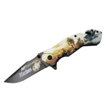 4 23 2 Marines Kurtarma / Kamp Çakı 20cm - Yarı Otomatik, Cam Kırma Ve İp Kesme Aparatlı