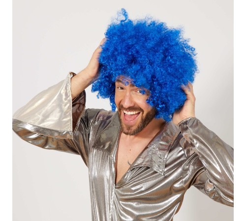 Mavi Renk Kıvırcık Afro Bonus Peruk Mavi Renk Kıvırcık Afro Bonus Peruk