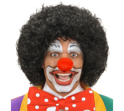 Siyah Renk Kıvırcık Afro Bonus Peruk Saç ve Kırmızı Sünger Burun Seti Siyah Renk Kıvırcık Afro Bonus Peruk Saç ve Kırmızı Sünger Burun Seti