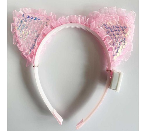 Kenarları Dantelli Pembe Pullu Payetli Led Işıklı Kedi Kulak Taç 17x19 cm Kenarları Dantelli Pembe Pullu Payetli Led Işıklı Kedi Kulak Taç 17x19 cm