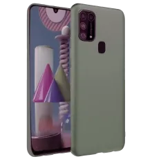 Samsung Galaxy M31 Kılıf Nano içi Kadife Silikon - Koyu Yeşil