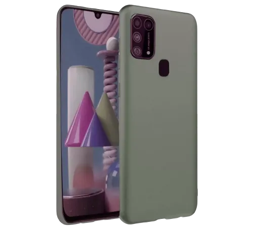 Samsung Galaxy M31 Kılıf Nano içi Kadife Silikon - Koyu Yeşil