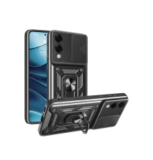 Samsung S25 Edge Pars Lens Yüzüklü Silikon - Siyah