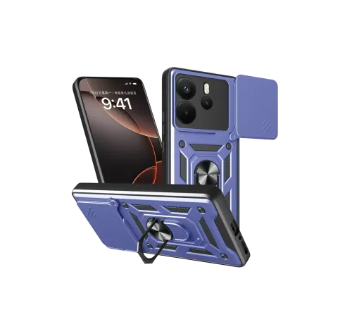 Redmi Note 14 4G Pars Lens Yüzüklü Silikon - Lacivert