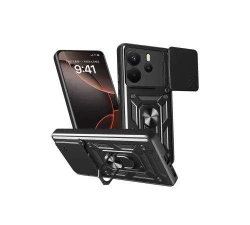 Redmi Note 14 4G Pars Lens Yüzüklü Silikon - Siyah
