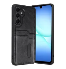 Samsung Galaxy A37 5G Sara Kartvizitli Deri Kılıf - Siyah
