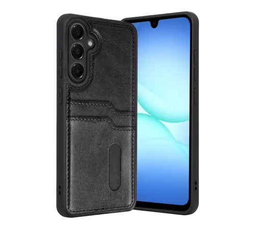 Samsung Galaxy A37 5G Sara Kartvizitli Deri Kılıf - Siyah