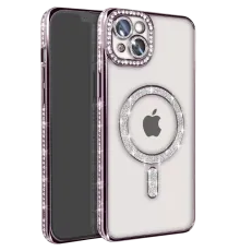 Apple iPhone 15 Kılıf Joke Simli Magneticsafe Kılıf - Derin Mor