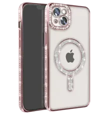 Apple iPhone 15 Kılıf Joke Simli Magneticsafe Kılıf - Pembe