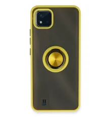 Realme C11 2021 Kılıf Montreal Yüzüklü Silikon Kapak - Sarı