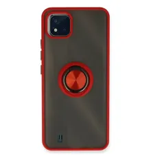 Realme C11 2021 Kılıf Montreal Yüzüklü Silikon Kapak - Kırmızı