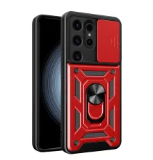 Samsung Galaxy S24 Ultra Kılıf Pars Lens Yüzüklü Silikon - Kırmızı