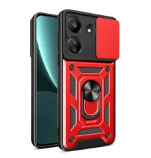 Redmi 13C Kılıf Pars Lens Yüzüklü Silikon - Kırmızı