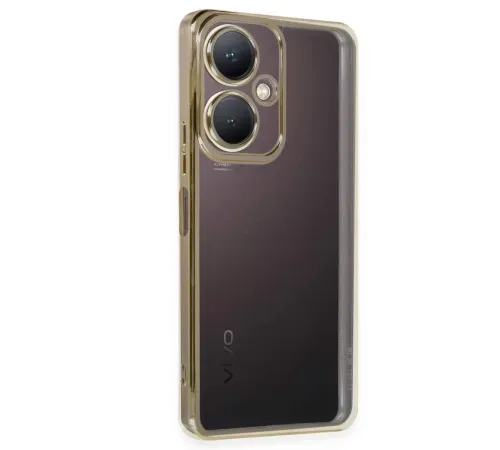 Vivo Y27 Kılıf Lensli Silikon - Gold