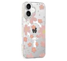 Apple iPhone 16 Floral Magsafe Kapak - Pembe